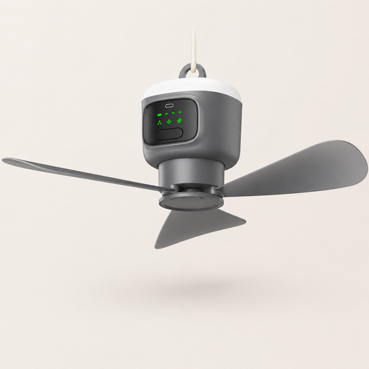 Breeze Portable Camping Fan | Rechargeable Ceiling Fan with LED Light